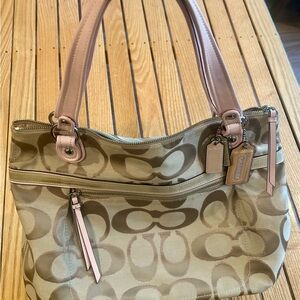 COACH POPPY SIGNATURE SATEEN GLAM TOTE/ SHOULDER BAG #18979